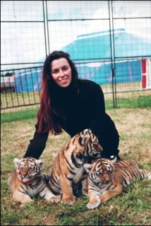 02/00/2001. Virginie Tessier the youngest wild beast tamer in the world.