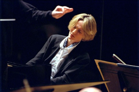 04/04/2001. Helene Grimaud, pianist, on rehearsal at "la cite de la musique".
