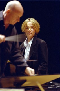 04/04/2001. Helene Grimaud, pianist, on rehearsal at "la cite de la musique".