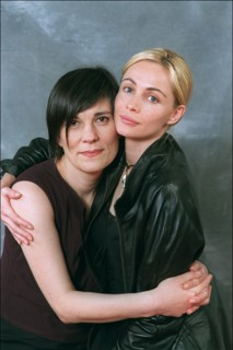 05/12/2001. EXCLUSIVE. 54th Cannes film festival: studio of Emmanuelle Beart and Catherine Corsini.