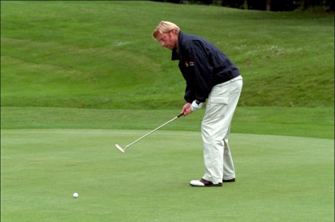 05/21/2001. Boris Becker playing golf in Monaco