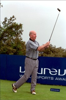 05/21/2001. Boris Becker playing golf in Monaco