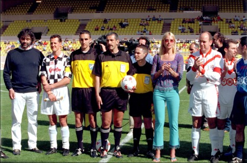 05/22/2001. " Amade" fundraiser all star soccer game. Prince Albert's Star Team v.Formula One Team