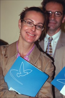06/19/2001. Press conference of "la voix de l'enfant" with Carole Bouquet.