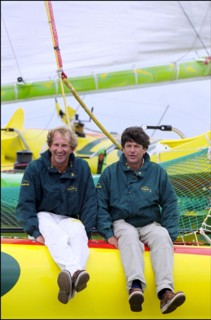 07/00/2001. Jean Le Cam and Jacques Caraes skippers of "Bonduelle" trimaran.