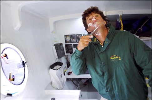 07/00/2001. Jean Le Cam and Jacques Caraes skippers of "Bonduelle" trimaran.
