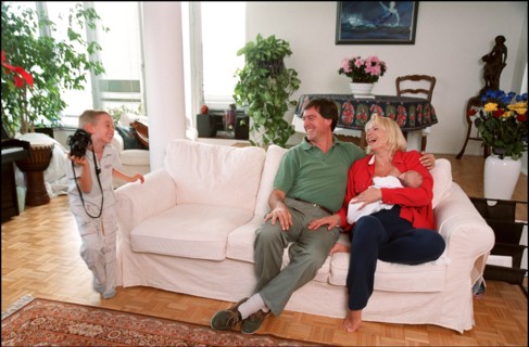 09/00/2001. Close up Muriel Hermine former Synchronized Swimming champion introduces her new born baby Killian