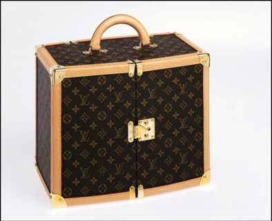 00/00/2001.  Close-up on luxury luggage Patrick Louis Vuitton in his workshop.