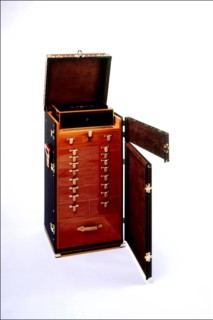 00/00/2001.  Close-up on luxury luggage Patrick Louis Vuitton in his workshop.