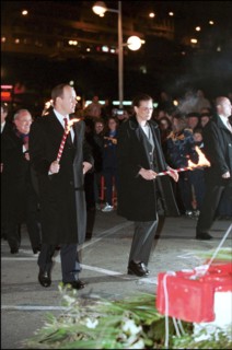 01/26/2002. Princess Stephanie and Prince Albert of Monaco celebrate Sainte Devote.