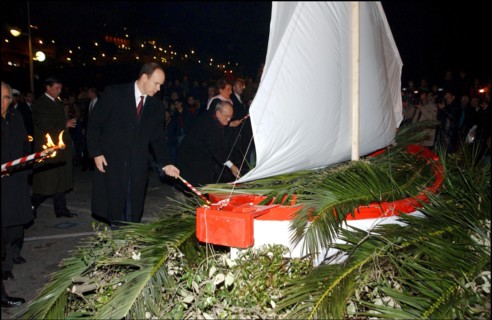 01/26/2002. Princess Stephanie and Prince Albert of Monaco celebrate Sainte Devote.