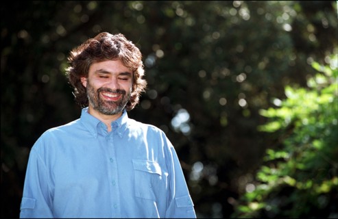 10/08/2001.  Close-up Andrea Bocelli at home.