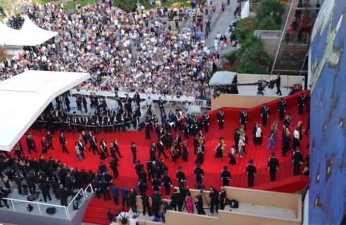 05/00/2002. Aerial view of the red carpet of Cannes Film Festival