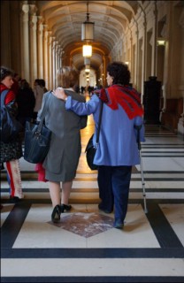 10/15/2002. Francoise Rudetzki, chairman of "SOS attentat" association, in Paris courthouse