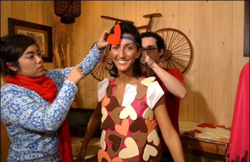 10/28/2002. EXCLUSIVE: Fashion designers dress Severine Ferrer, Laure de Lattre and Mya Frye in chocolate for catwalk appearance at the 8th Salon du Chocolat, Oct. 30.