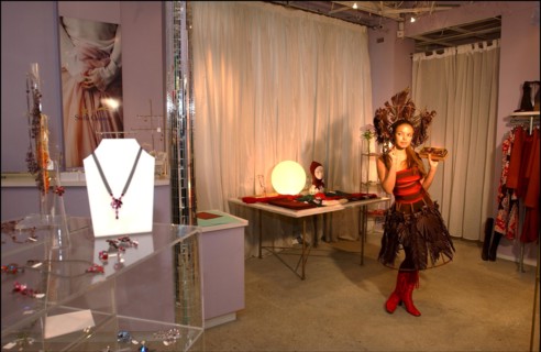 10/28/2002. EXCLUSIVE: Fashion designers dress Severine Ferrer, Laure de Lattre and Mya Frye in chocolate for catwalk appearance at the 8th Salon du Chocolat, Oct. 30.
