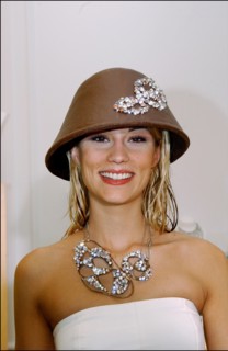 10/29/2002. EXCLUSIVE: Fashion designers dress Loana and Elodie Gossuin in chocolate for catwalk appearance at the 8th Salon du chocolat, Oct 30.