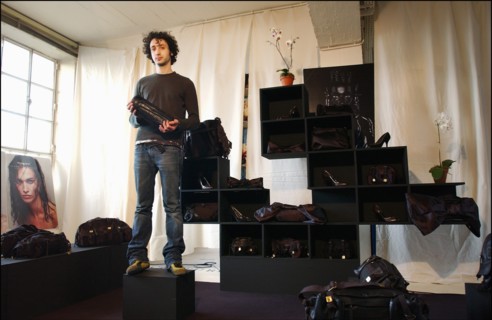 03/13/2003. Close up Jerome Dreyfuss, fashion stylist in his studio