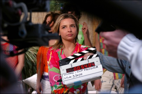 04/09/2003. EXCLUSIVE: French teen Pop Star Priscilla on the shooting of her latest music video "Tchouk Tchouk" on La Pinede Beach, Antibes.