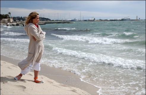 04/09/2003. EXCLUSIVE: French teen Pop Star Priscilla on the shooting of her latest music video "Tchouk Tchouk" on La Pinede Beach, Antibes.