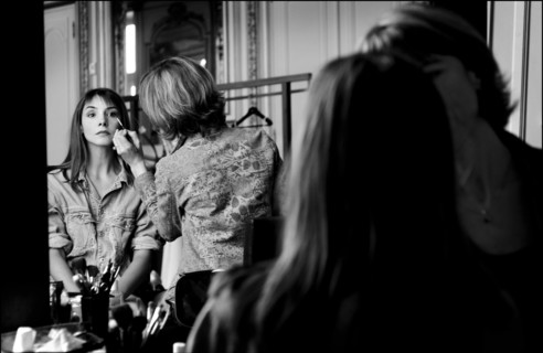 05/00/2003. EXCLUSIVE Clotilde Courau tries gowns on at Valentino's before the 56th Cannes Film