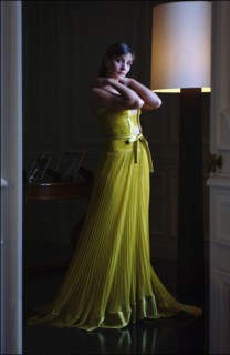 05/00/2003. EXCLUSIVE Clotilde Courau tries gowns on at Valentino's before the 56th Cannes Film