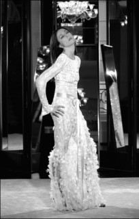 05/00/2003. Elsa Zylberstein tries gowns on at Chanel's before the 56th Cannes Film