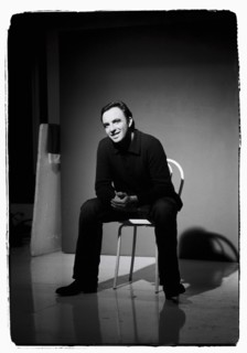 12/00/2003. Nikos Aliagas, host of the Star Academy shows backstage and on stage.