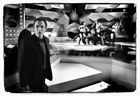 12/00/2003. Nikos Aliagas, host of the Star Academy shows backstage and on stage.