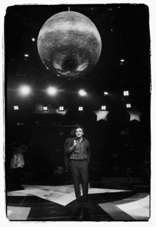 12/00/2003. Nikos Aliagas, host of the Star Academy shows backstage and on stage.