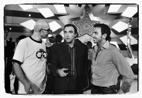12/00/2003. Nikos Aliagas, host of the Star Academy shows backstage and on stage.
