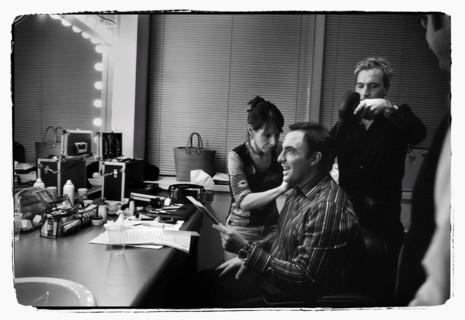 12/00/2003. Nikos Aliagas, host of the Star Academy shows backstage and on stage.