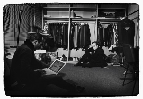 12/00/2003. Nikos Aliagas, host of the Star Academy shows backstage and on stage.