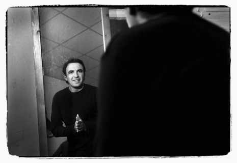 12/00/2003. Nikos Aliagas, host of the Star Academy shows backstage and on stage.