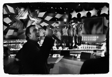 12/00/2003. Nikos Aliagas, host of the Star Academy shows backstage and on stage.