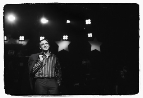 12/00/2003. Nikos Aliagas, host of the Star Academy shows backstage and on stage.
