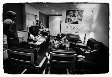 12/00/2003. Nikos Aliagas, host of the Star Academy shows backstage and on stage.
