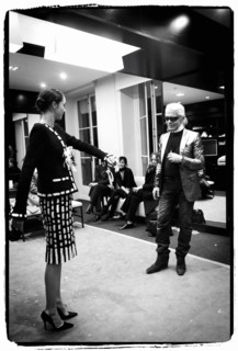 01/00/2004. EXCLUSIVE. Chanel Fashion Designer Karl Lagerfeld, backstage of the Haute Couture Spring-Summer 2004 fashion show.