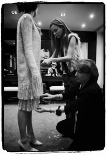 01/00/2004. EXCLUSIVE. Chanel Fashion Designer Karl Lagerfeld, backstage of the Haute Couture Spring-Summer 2004 fashion show.