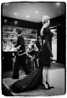 01/00/2004. EXCLUSIVE. Chanel Fashion Designer Karl Lagerfeld, backstage of the Haute Couture Spring-Summer 2004 fashion show.