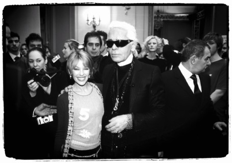 01/00/2004. EXCLUSIVE. Chanel Fashion Designer Karl Lagerfeld, backstage of the Haute Couture Spring-Summer 2004 fashion show.