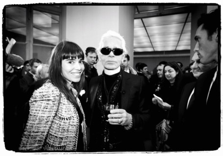 01/00/2004. EXCLUSIVE. Chanel Fashion Designer Karl Lagerfeld, backstage of the Haute Couture Spring-Summer 2004 fashion show.