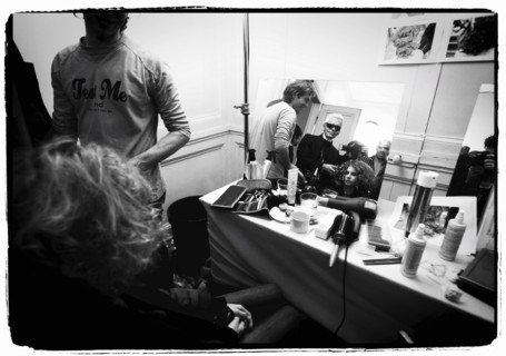 01/00/2004. EXCLUSIVE. Chanel Fashion Designer Karl Lagerfeld, backstage of the Haute Couture Spring-Summer 2004 fashion show.