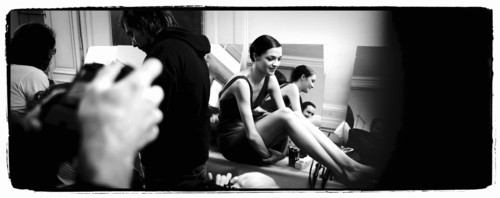 01/00/2004. EXCLUSIVE. Chanel Fashion Designer Karl Lagerfeld, backstage of the Haute Couture Spring-Summer 2004 fashion show.