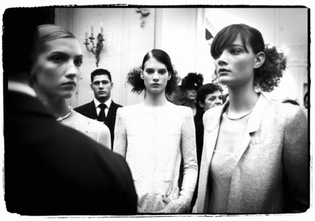 01/00/2004. EXCLUSIVE. Chanel Fashion Designer Karl Lagerfeld, backstage of the Haute Couture Spring-Summer 2004 fashion show.