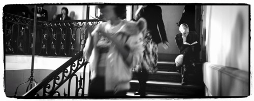 01/00/2004. EXCLUSIVE. Chanel Fashion Designer Karl Lagerfeld, backstage of the Haute Couture Spring-Summer 2004 fashion show.