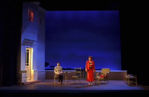 02/03/2004. Clotilde Courau on stage of "La profession de Madame Warren" , a play by George Bernard Shaw