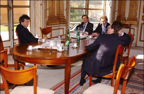 04/01/2004. Jean-Louis Borloo, the fisrt day of the new Minister for Employment, Labor and Social Cohesion.