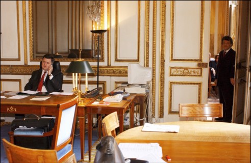 04/01/2004. EXCLUSIVE Jean-Louis Borloo, the fisrt day of the new Minister for Employment, Labor and Social Cohesion.