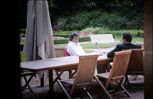 06/26/2004.  Jean-Louis Borloo, le ministre de l'Emploi, du Travail et de la Cohesion sociale travaillant, au ministere, sur le Plan de Cohesion sociale avant sa presentation en conseil des ministres ...
